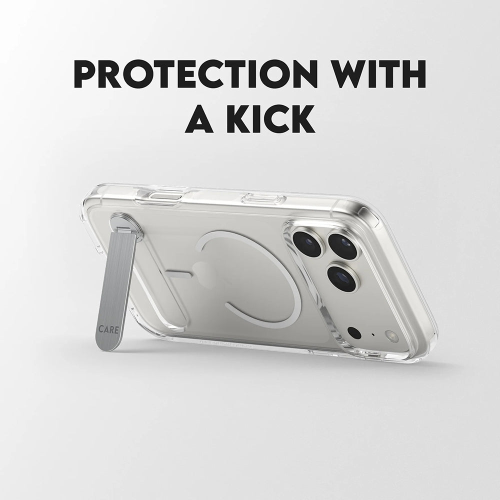 Custodia MagSafe per Apple iPhone 17 Pro Max, PanzerGlass, con Supporto Kickstand, Trasparente Bianca