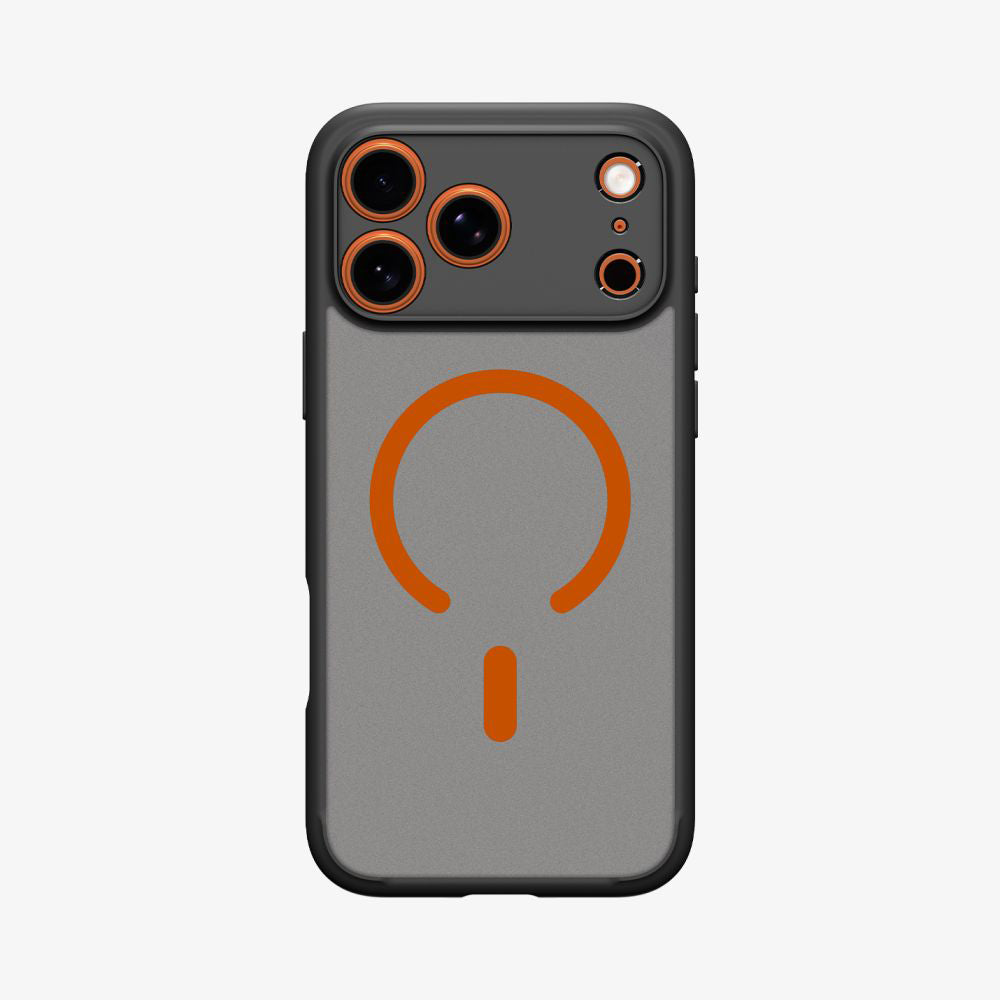Custodia MagSafe per Apple iPhone 17 Pro Max, Spigen, Ultra Hybrid, Nera Arancione Satinata ACS10482