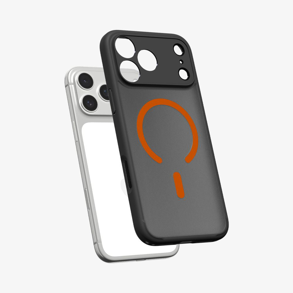 Custodia MagSafe per Apple iPhone 17 Pro Max, Spigen, Ultra Hybrid, Nera Arancione Satinata ACS10482