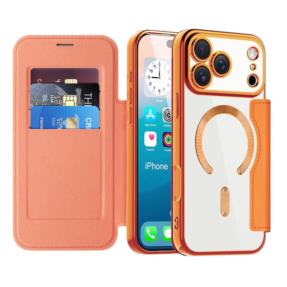 Custodia MagSafe per Apple iPhone 17 Pro Max, Techsuit, SmartMag Book, Arancione