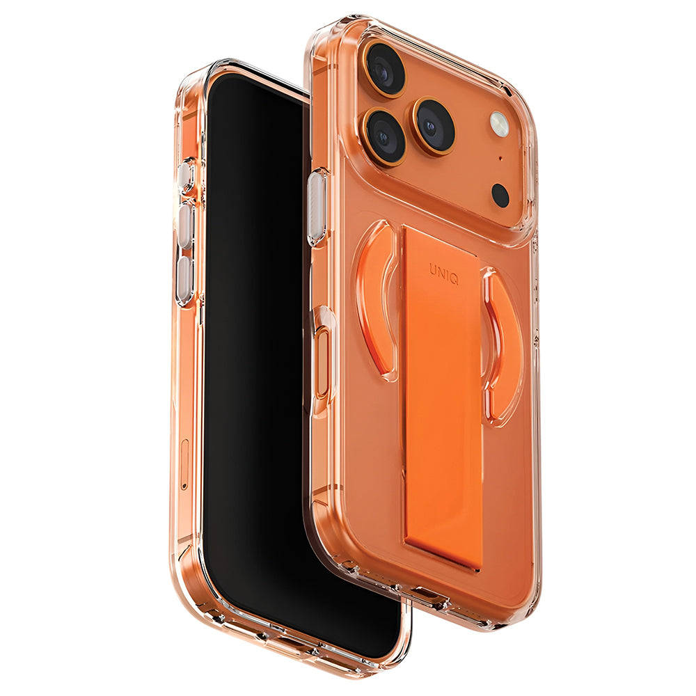 Custodia MagSafe per Apple iPhone 17 Pro Max, UNIQ, Heldro Air MagClick, Trasparente Arancione