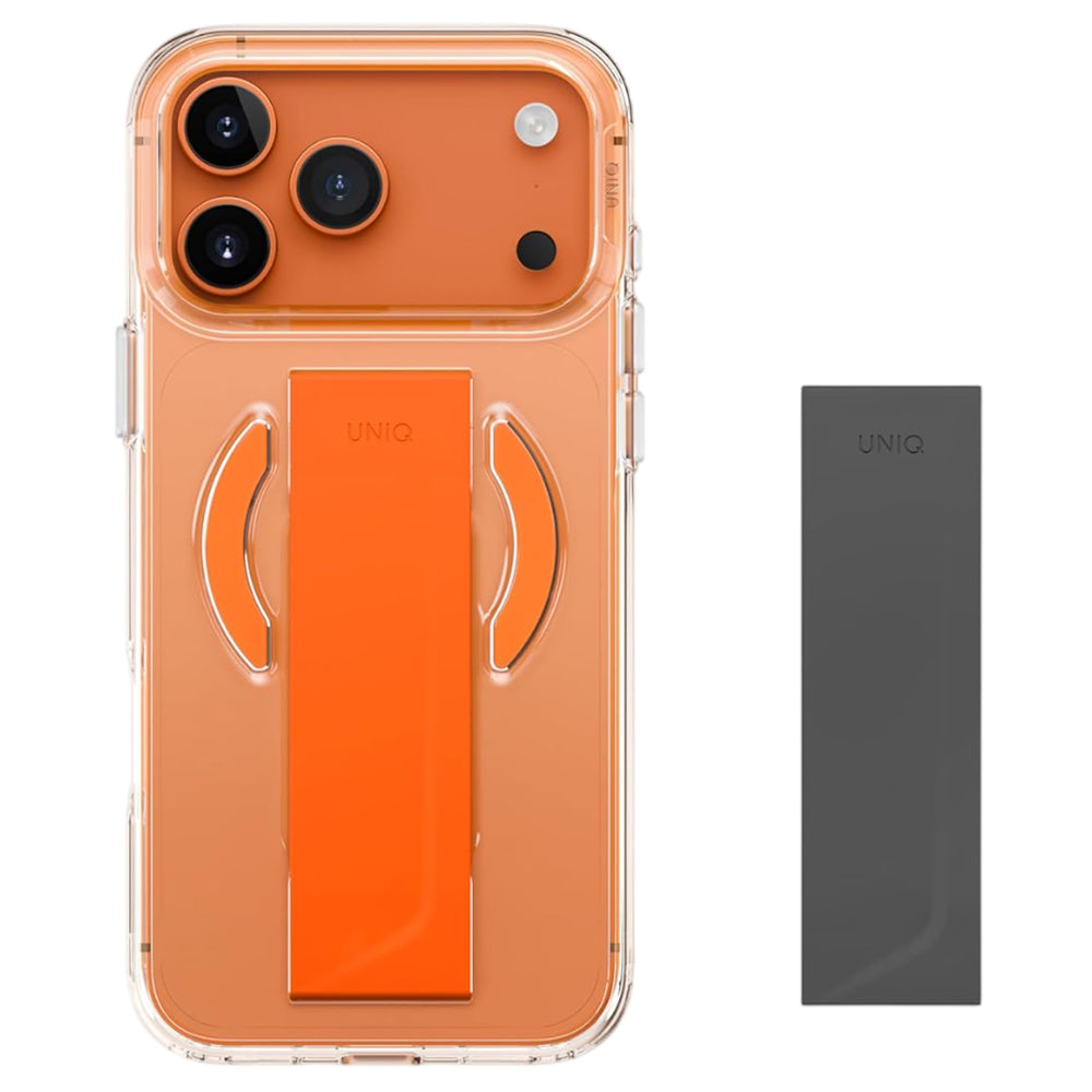 Custodia MagSafe per Apple iPhone 17 Pro Max, UNIQ, Heldro Air MagClick, Trasparente Arancione