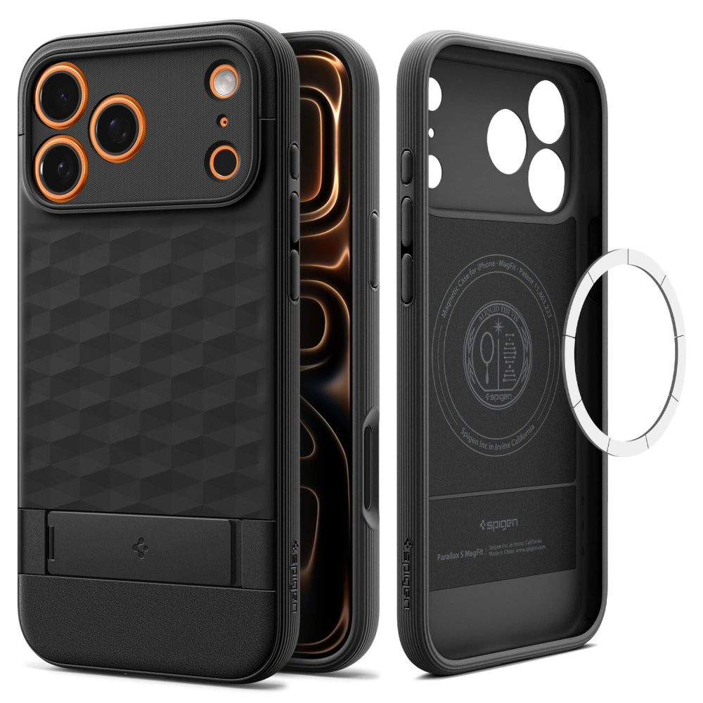 Custodia MagSafe per Apple iPhone 17 Pro, Spigen, Caseology Parallax S, Nera Opaca ACS09964
