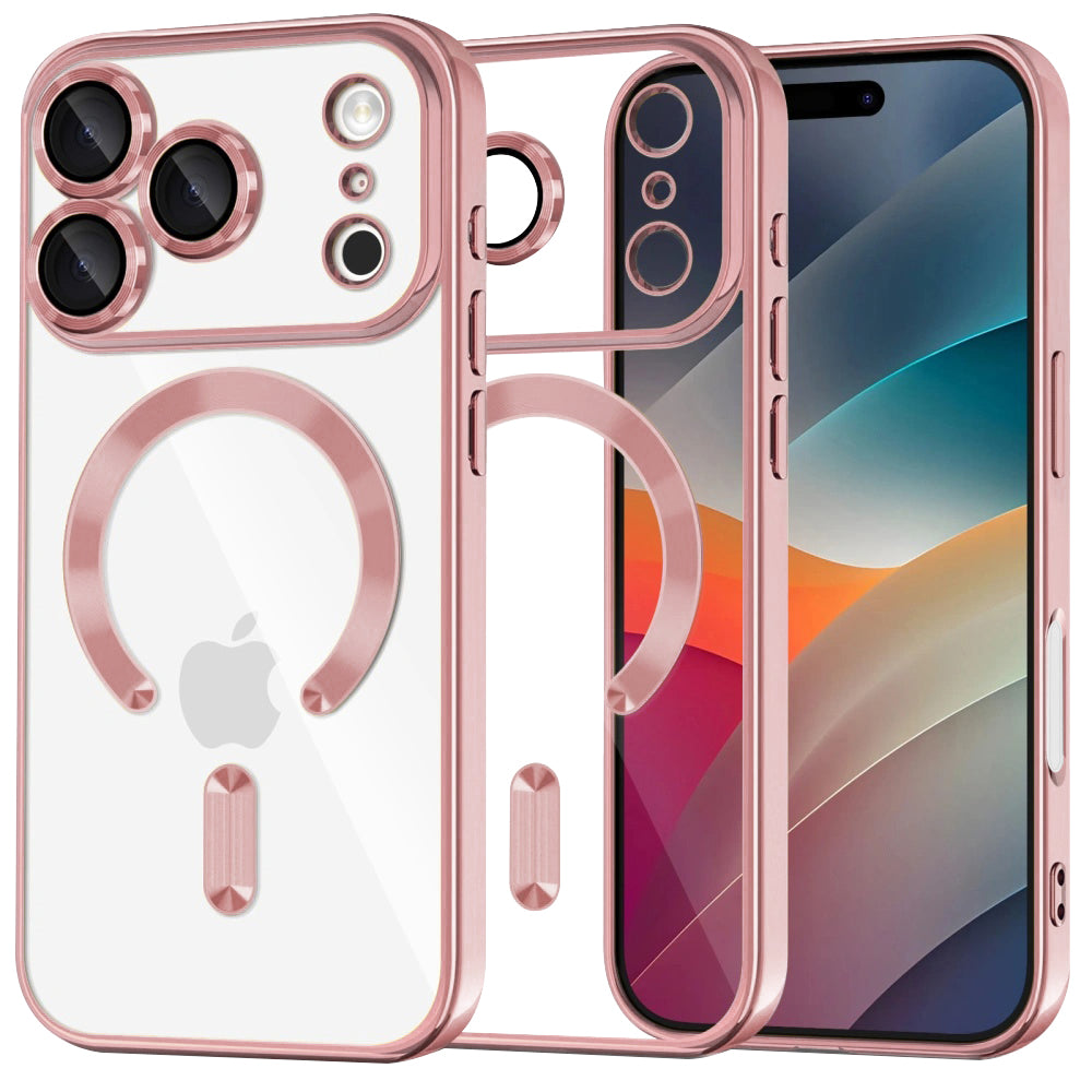 Custodia MagSafe per Apple iPhone 17 Pro, Techsuit, Luxury Crystal, Rosa