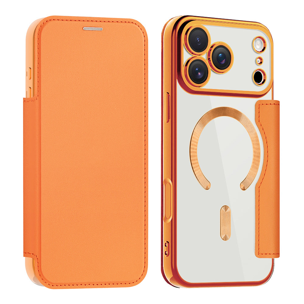 Custodia MagSafe per Apple iPhone 17 Pro, Techsuit, SmartMag Book, Arancione