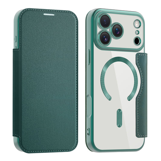 Custodia MagSafe per Apple iPhone 17 Pro, Techsuit, SmartMag Book, Verde