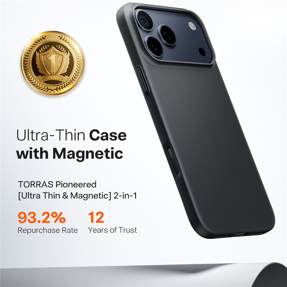 Custodia MagSafe per Apple iPhone 17 Pro, Torras, SlimFit, Nera