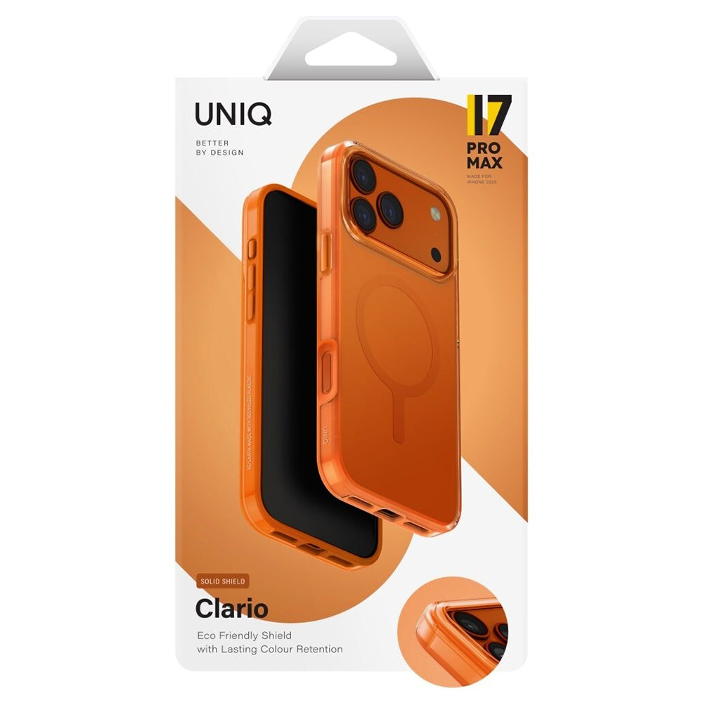 Custodia MagSafe per Apple iPhone 17 Pro, UNIQ, Clario MagClick, Arancione