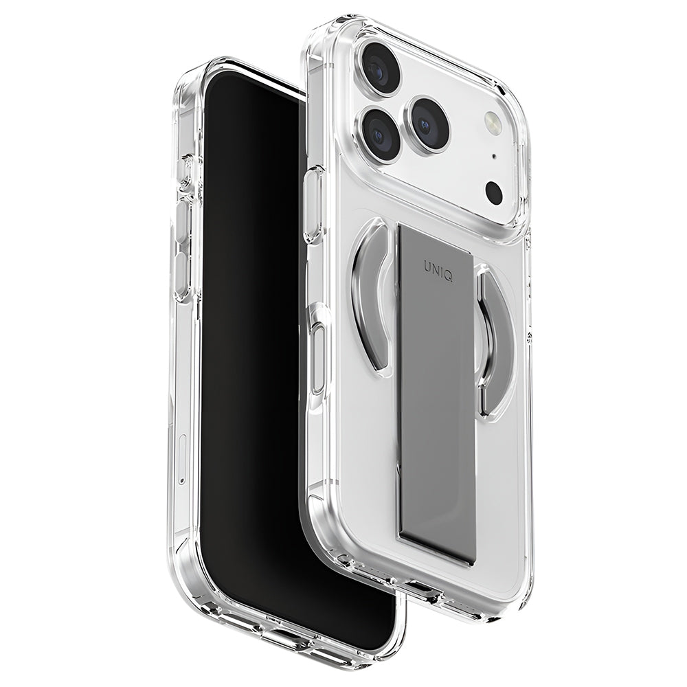 Custodia MagSafe per Apple iPhone 17 Pro, UNIQ, Heldro Air MagClick, Grigio Trasparente