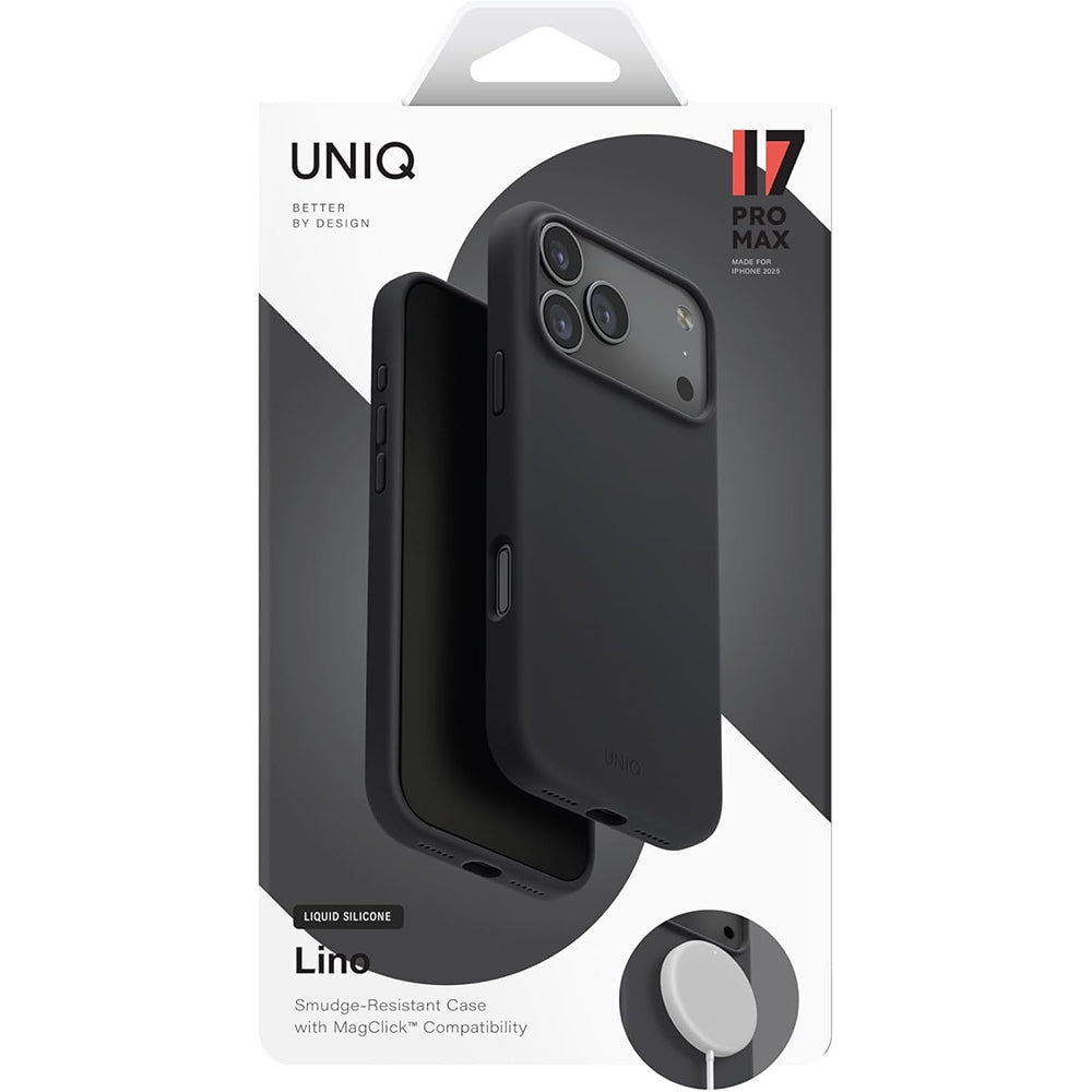 Custodia MagSafe per Apple iPhone 17 Pro, UNIQ, Lino MagClick, Nera