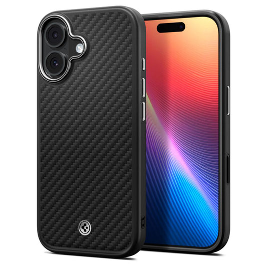 Custodia MagSafe per Apple iPhone 17, Spigen, Enzo Aramid T, Nera Argentata