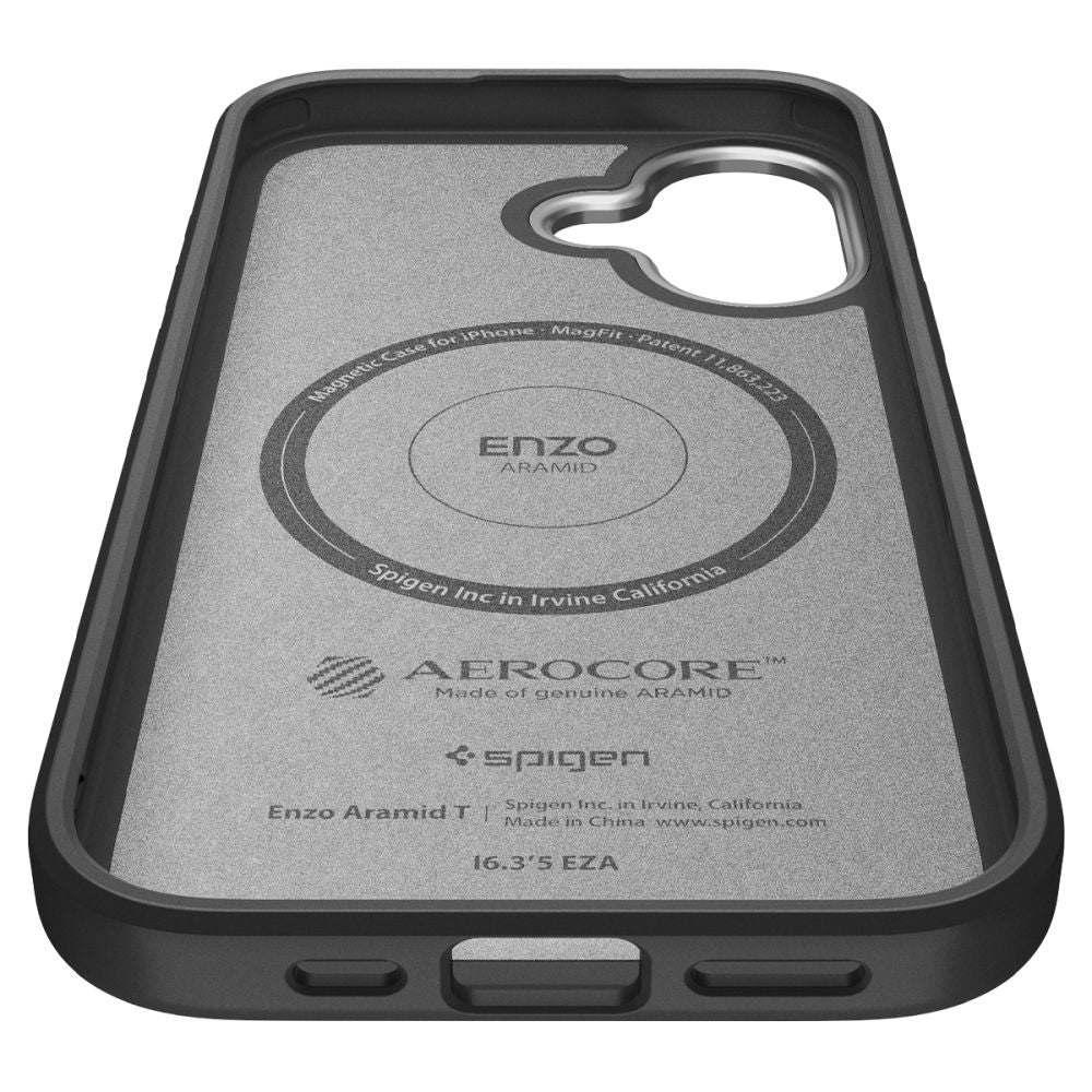 Custodia MagSafe per Apple iPhone 17, Spigen, Enzo Aramid T, Nera Argentata ACS09989
