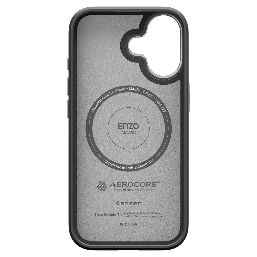 Custodia MagSafe per Apple iPhone 17, Spigen, Enzo Aramid T, Nera Argentata ACS09989