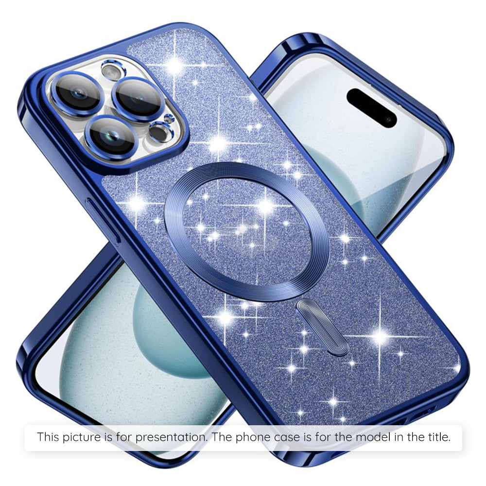 Custodia MagSafe per Apple iPhone 17, Techsuit, Luxury Glitter, Blu Scuro