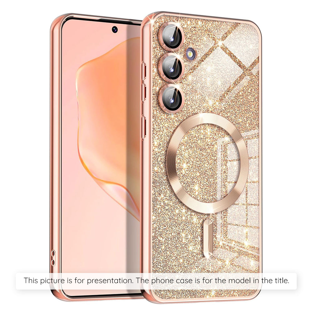 Custodia MagSafe per Apple iPhone 17, Techsuit, Luxury Glitter, Rosa Dorato