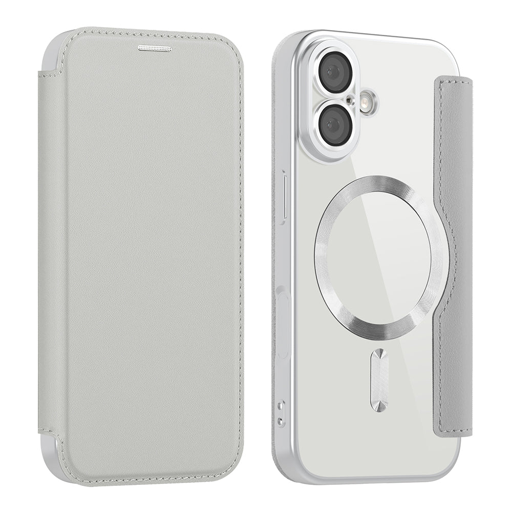 Custodia MagSafe per Apple iPhone 17, Techsuit, SmartMag Book, Grigio