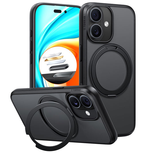 Custodia MagSafe per Apple iPhone 17, Torras, Ostand Pro, Nera