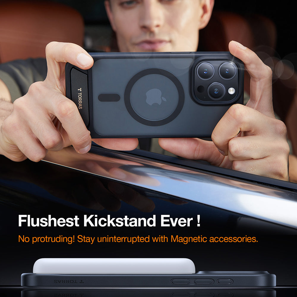 Custodia MagSafe per Apple iPhone 17, Torras, Pstand, Nera