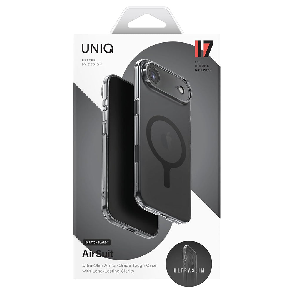 Custodia MagSafe per Apple iPhone 17, UNIQ, AirSuit MagClick, Nera