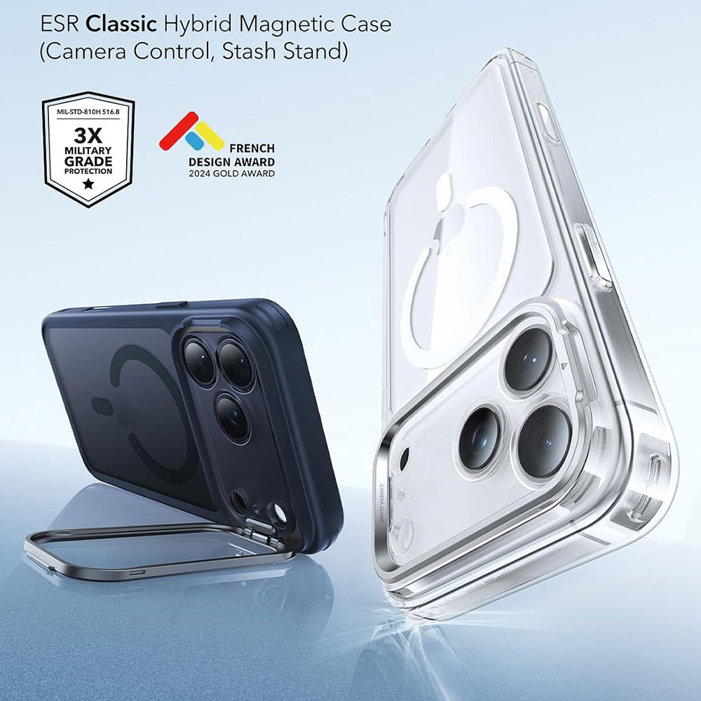 Custodia MagSafe per Apple iPhone 18 Pro / 17 Pro, ESR, Classic Hybrid Kickstand, Blu Satinato
