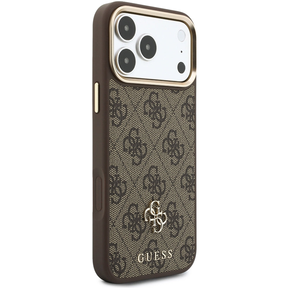 Custodia MagSafe per Apple iPhone 18 Pro / 17 Pro, Guess, 4G Cardslot & Big Strap, Marrone