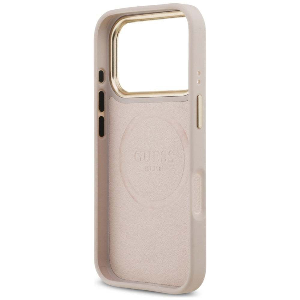 Custodia MagSafe per Apple iPhone 18 Pro / 17 Pro, Guess, 4G Logo Plate, rosa
