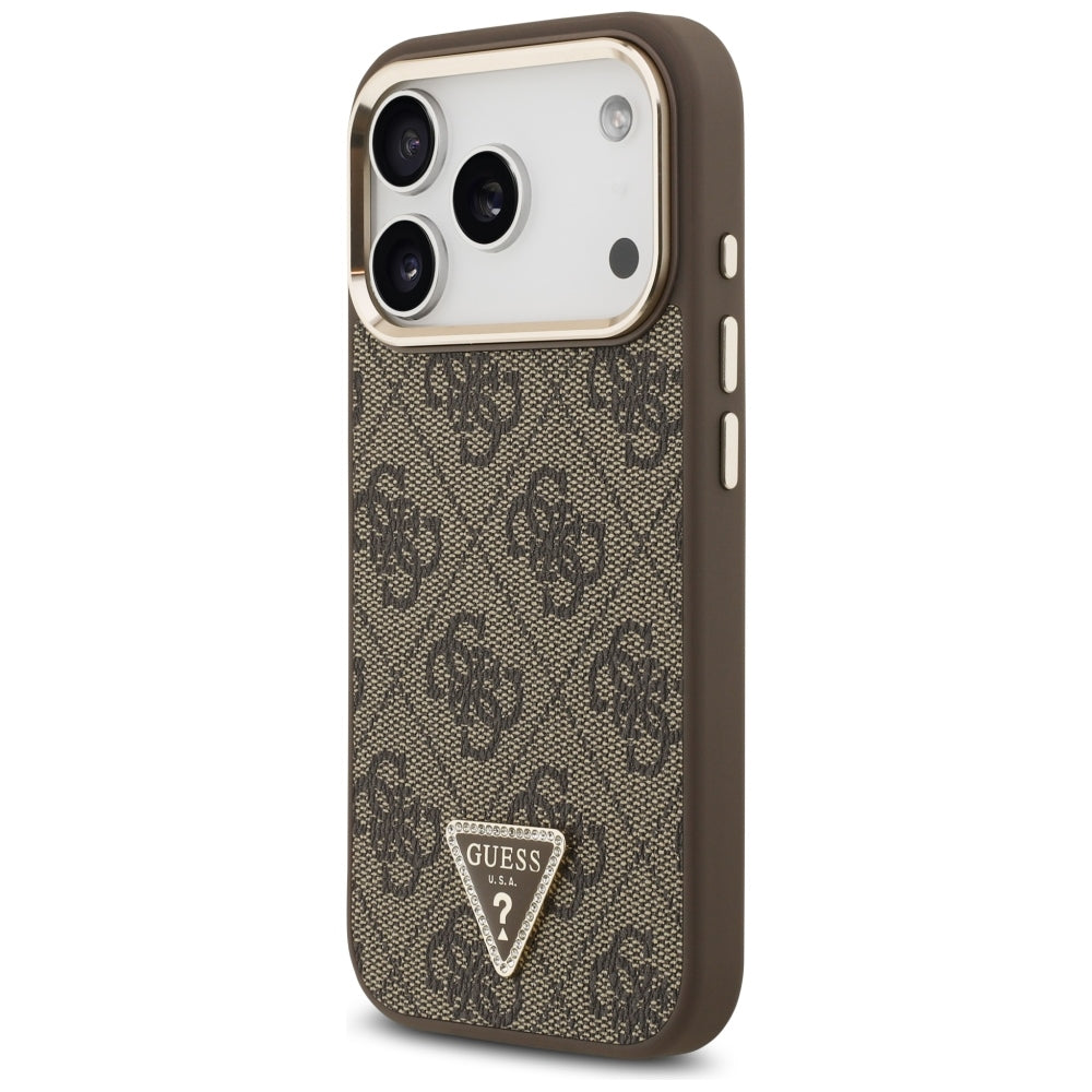 Custodia MagSafe per Apple iPhone 18 Pro / 17 Pro, Guess, Logo Triangolo 4G, Marrone