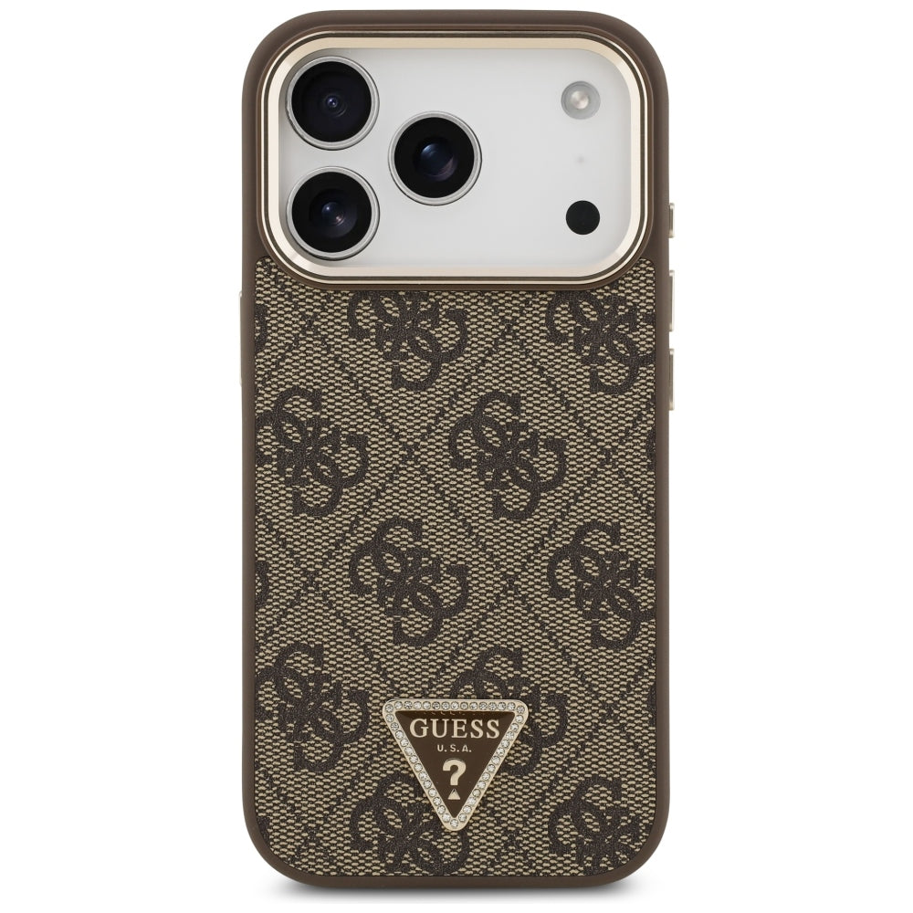 Custodia MagSafe per Apple iPhone 18 Pro / 17 Pro, Guess, Logo Triangolo 4G, Marrone