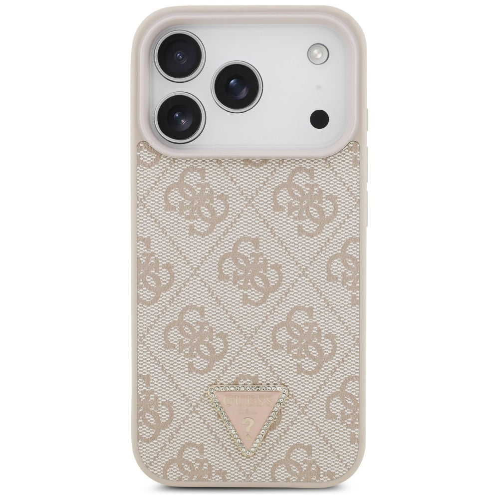 Custodia MagSafe per Apple iPhone 18 Pro / 17 Pro, Guess, 4G Triangle Strass, Rosa