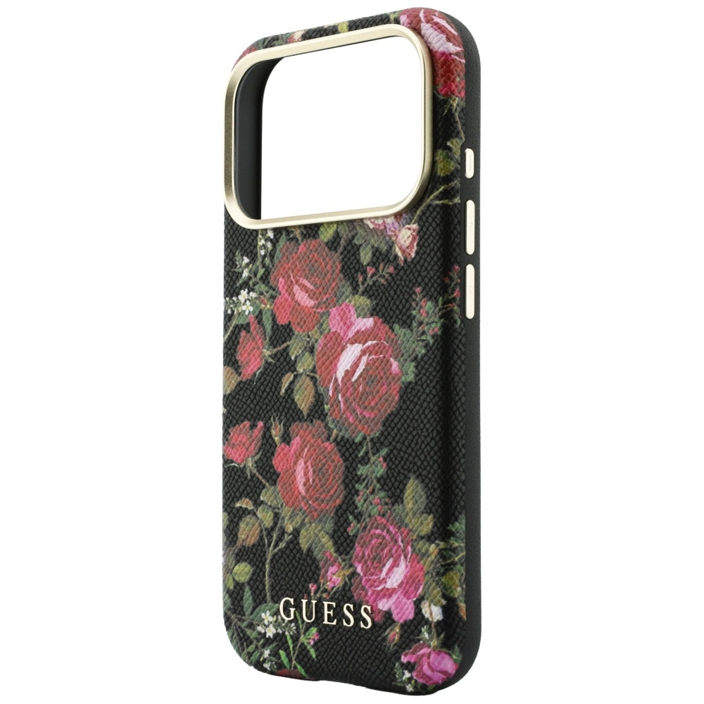 Custodia MagSafe per Apple iPhone 18 Pro / 17 Pro, Guess, Blossom Roses Print, nera