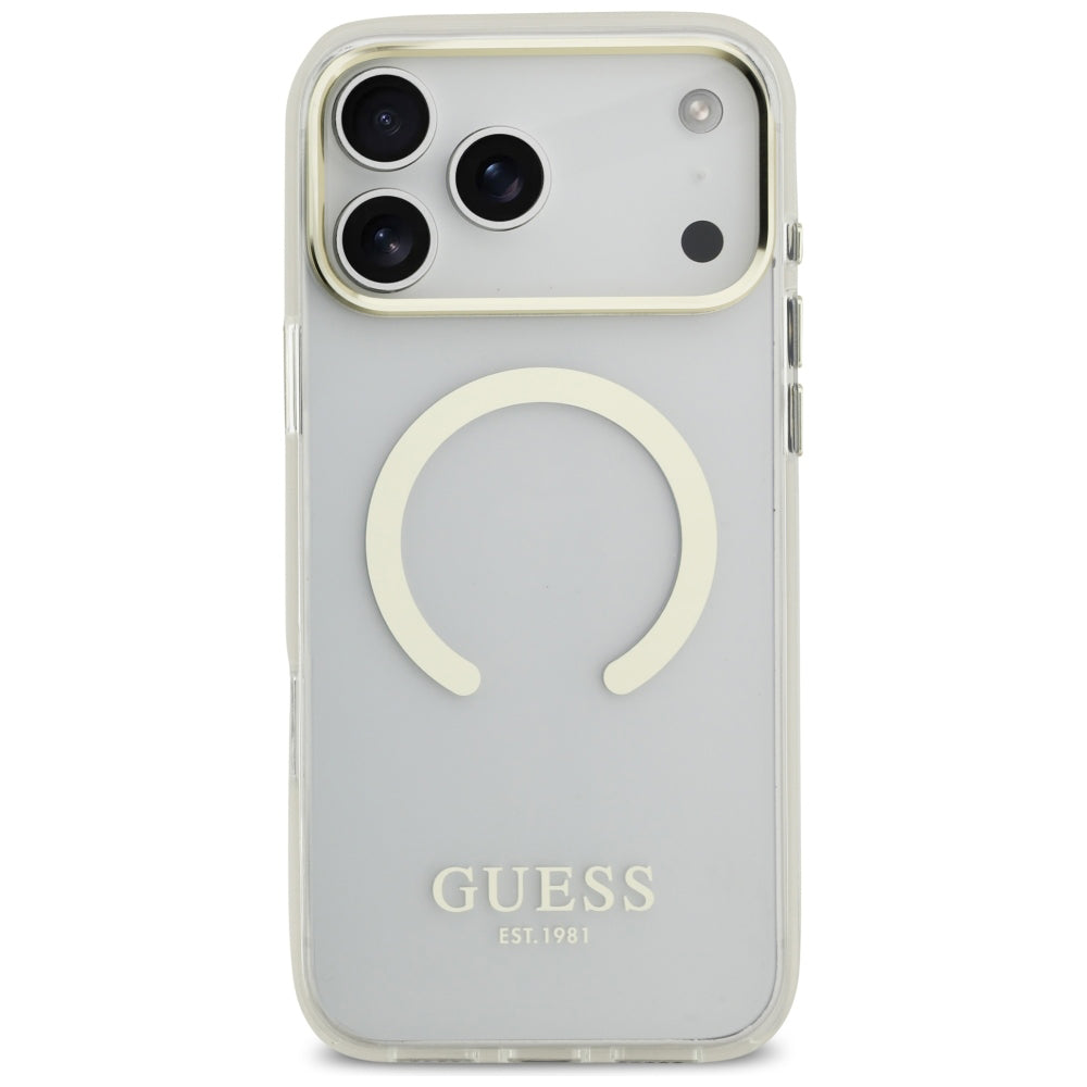 Custodia MagSafe per Apple iPhone 18 Pro / 17 Pro, Guess, Metal Outline, Dorata