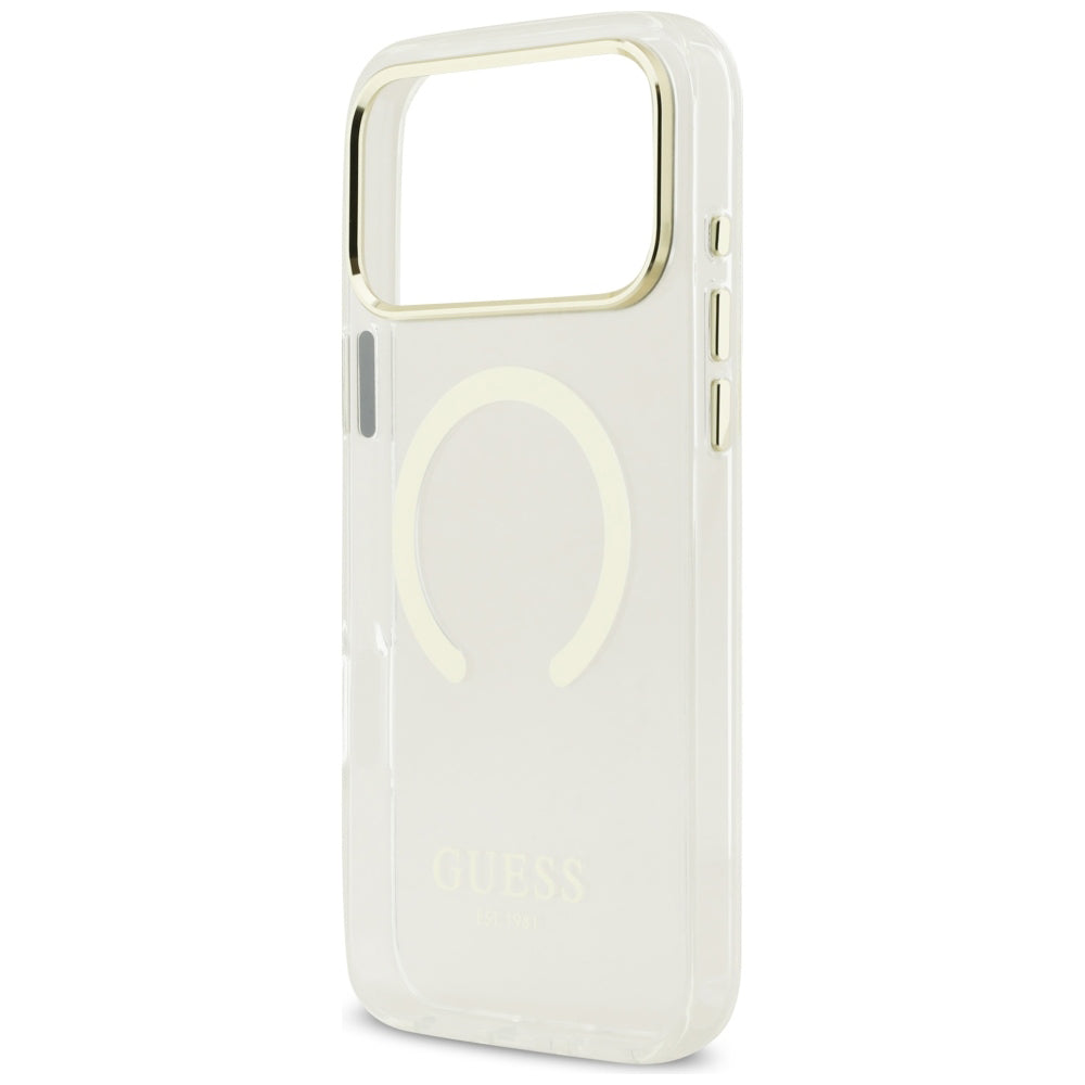 Custodia MagSafe per Apple iPhone 18 Pro / 17 Pro, Guess, Metal Outline, Dorata