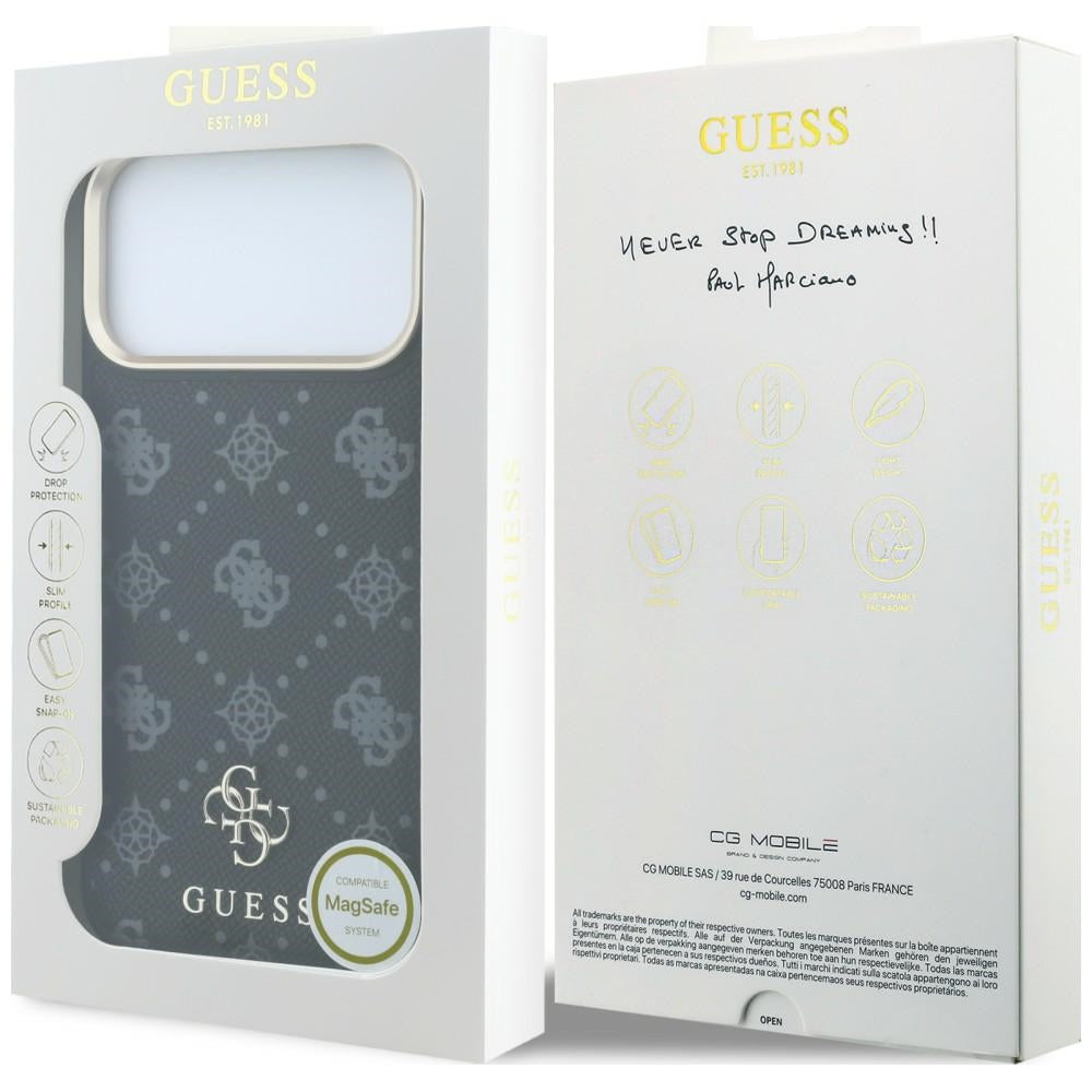 Custodia MagSafe per Apple iPhone 18 Pro / 17 Pro, Guess, Peony 4G Small Logo, Nera