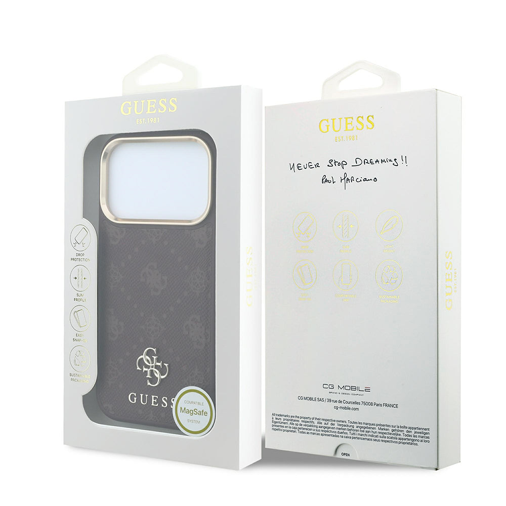 Custodia MagSafe per Apple iPhone 18 Pro / 17 Pro, Guess, Peony 4G Small Logo, Vinaccia