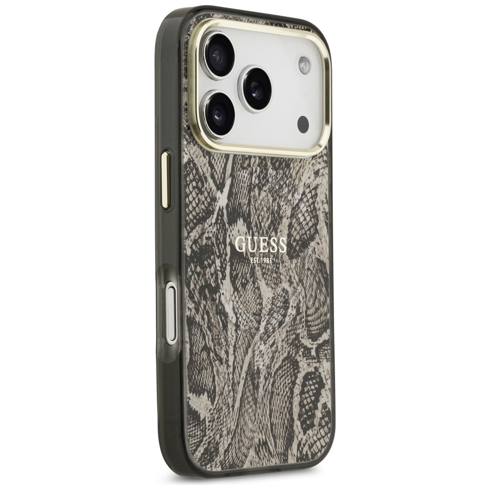 Custodia MagSafe per Apple iPhone 18 Pro / 17 Pro, Guess, motivo pitone, marrone