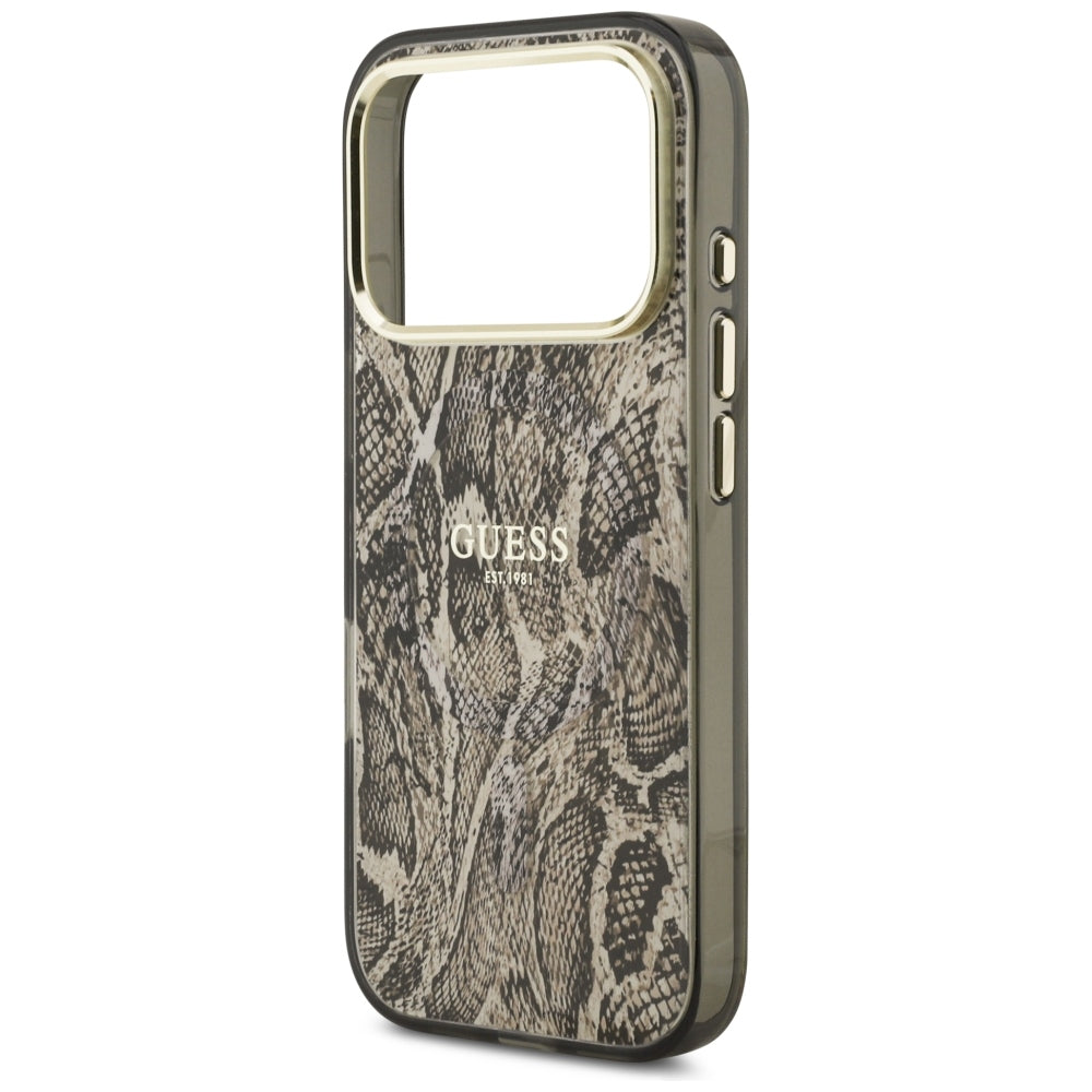 Custodia MagSafe per Apple iPhone 18 Pro / 17 Pro, Guess, motivo pitone, marrone