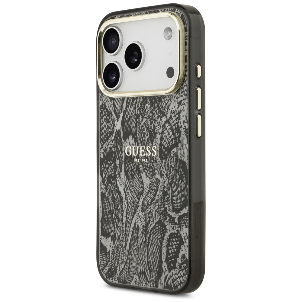 Custodia MagSafe per Apple iPhone 18 Pro / 17 Pro, Guess, motivo pitone, nera