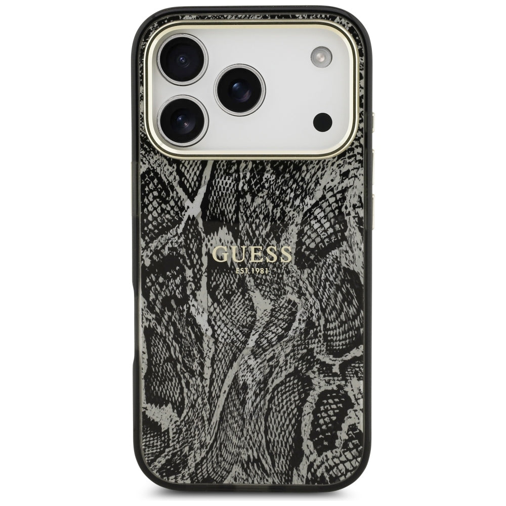 Custodia MagSafe per Apple iPhone 18 Pro / 17 Pro, Guess, motivo pitone, nera