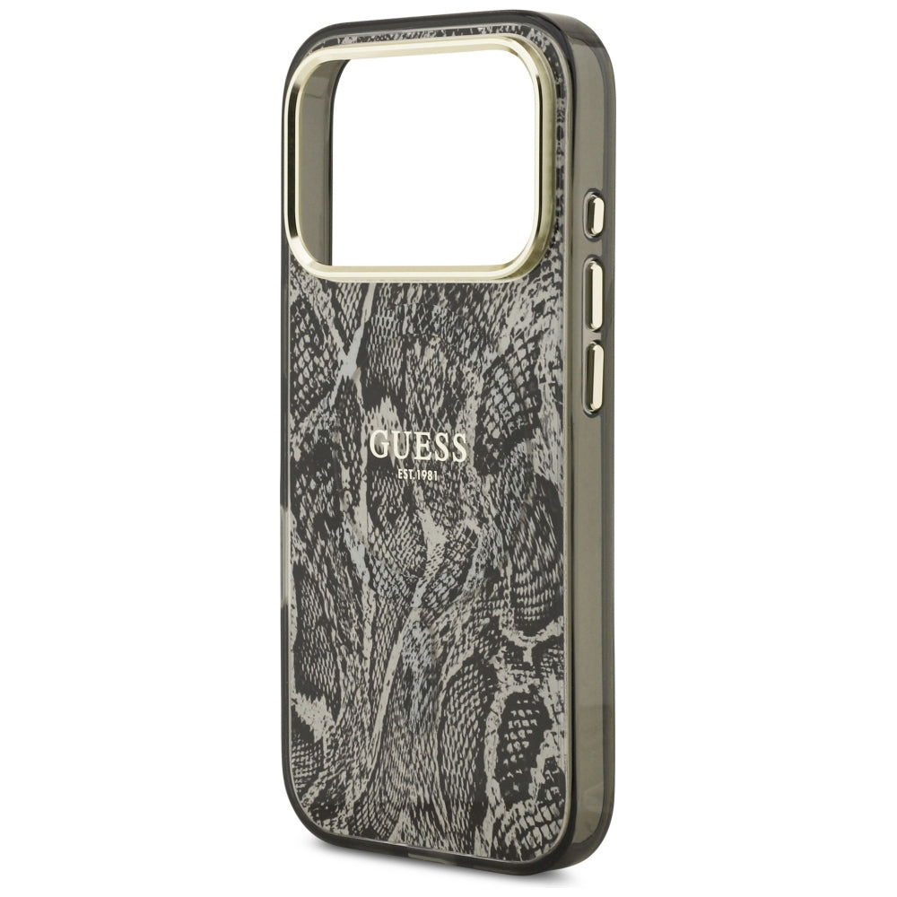 Custodia MagSafe per Apple iPhone 18 Pro / 17 Pro, Guess, motivo pitone, nera