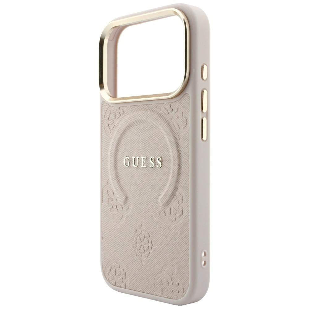 Custodia MagSafe per Apple iPhone 18 Pro / 17 Pro, Guess, Saffiano Peony Ring, Rosa
