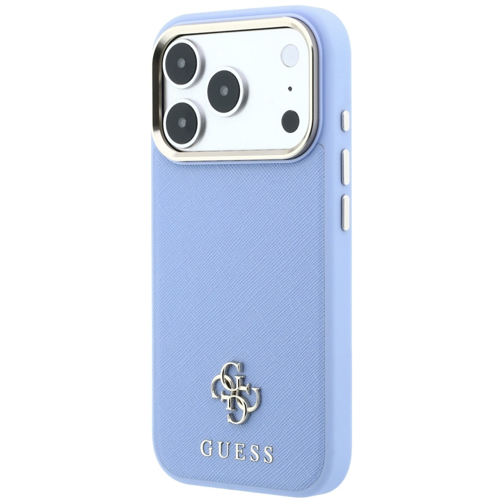 Custodia MagSafe per Apple iPhone 18 Pro / 17 Pro, Guess, Saffiano Small 4G Classic, Bleu
