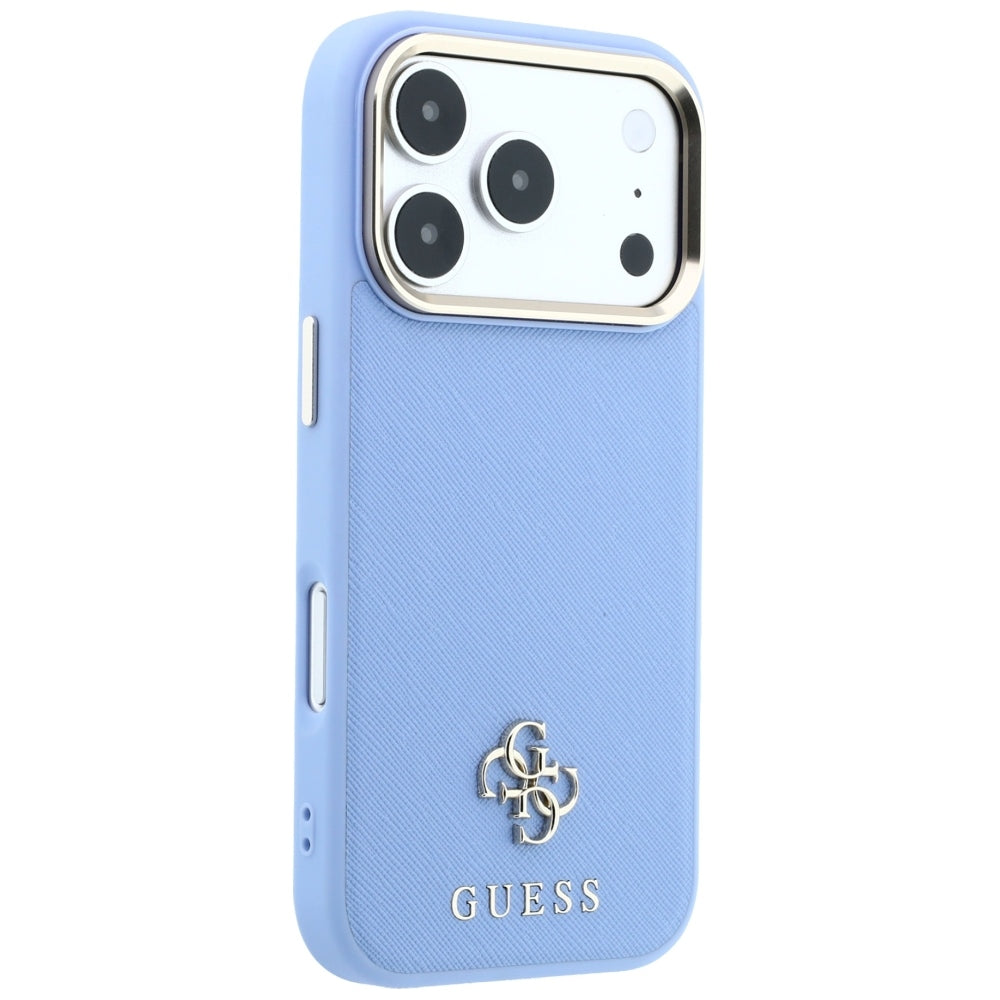 Custodia MagSafe per Apple iPhone 18 Pro / 17 Pro, Guess, Saffiano Small 4G Classic, Bleu