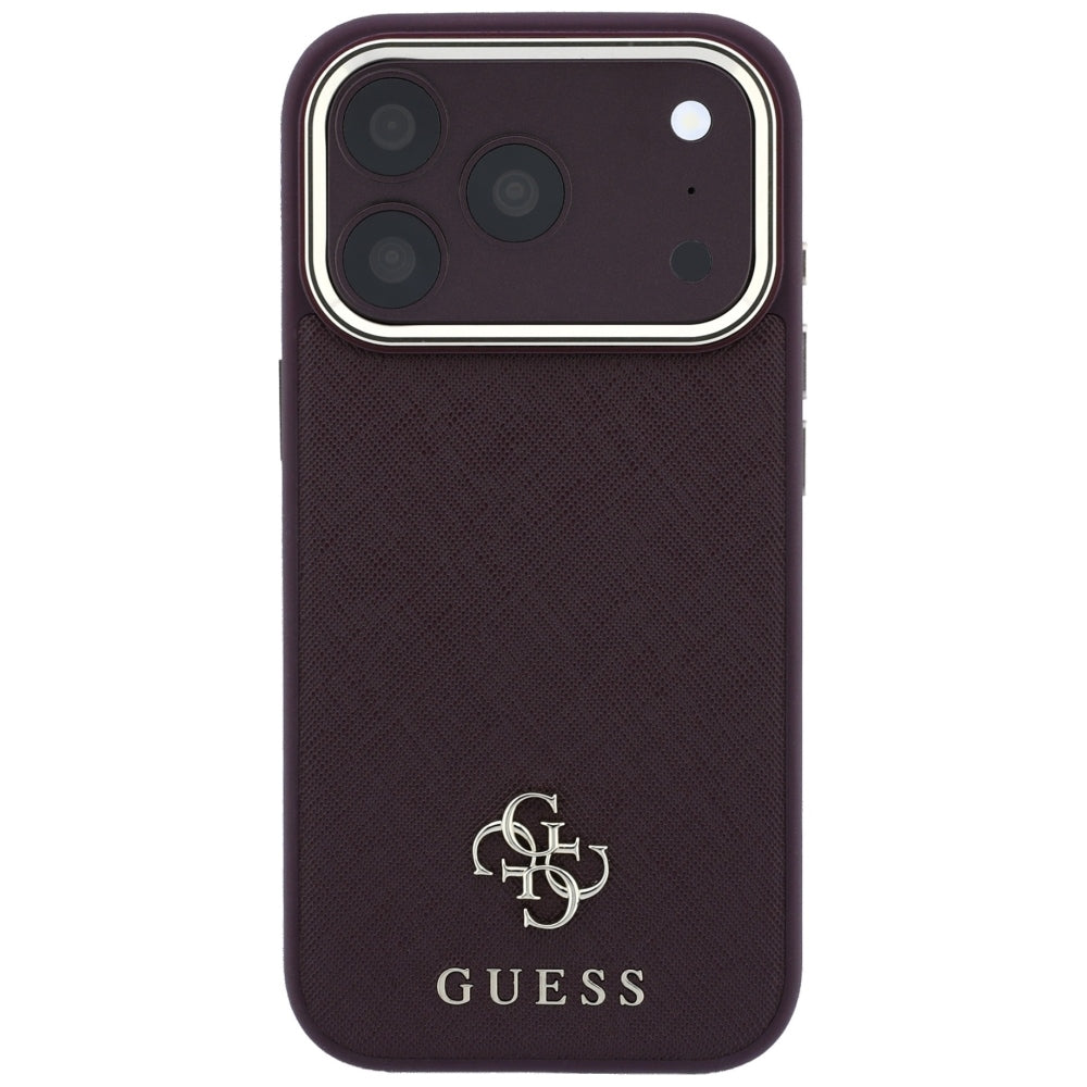 Custodia MagSafe per Apple iPhone 18 Pro / 17 Pro, Guess, Saffiano Small 4G Classic, Vinaccia