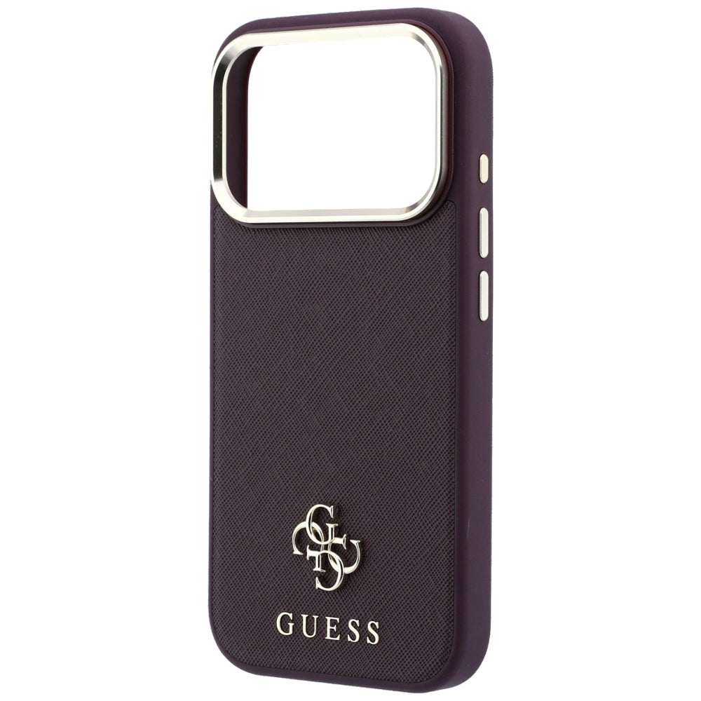 Custodia MagSafe per Apple iPhone 18 Pro / 17 Pro, Guess, Saffiano Small 4G Classic, Vinaccia
