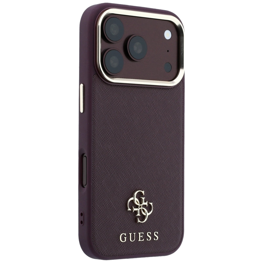 Custodia MagSafe per Apple iPhone 18 Pro / 17 Pro, Guess, Saffiano Small 4G Classic, Vinaccia