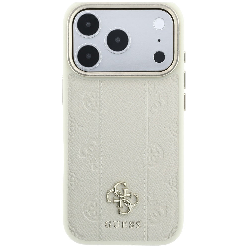 Custodia MagSafe per Apple iPhone 18 Pro / 17 Pro, Guess, Stripe Peony 4G, Beige