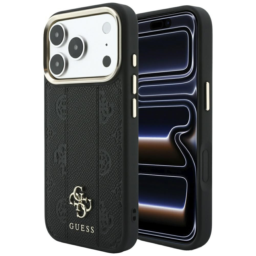 Custodia MagSafe per Apple iPhone 18 Pro / 17 Pro, Guess, Stripe Peony 4G, Nera