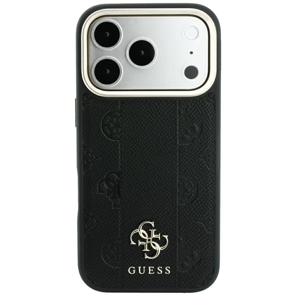 Custodia MagSafe per Apple iPhone 18 Pro / 17 Pro, Guess, Stripe Peony 4G, Nera