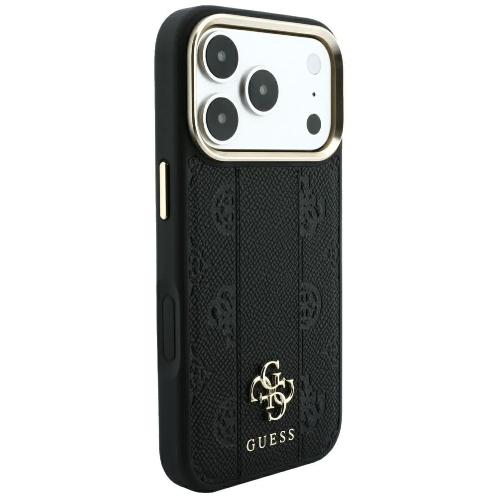 Custodia MagSafe per Apple iPhone 18 Pro / 17 Pro, Guess, Stripe Peony 4G, Nera