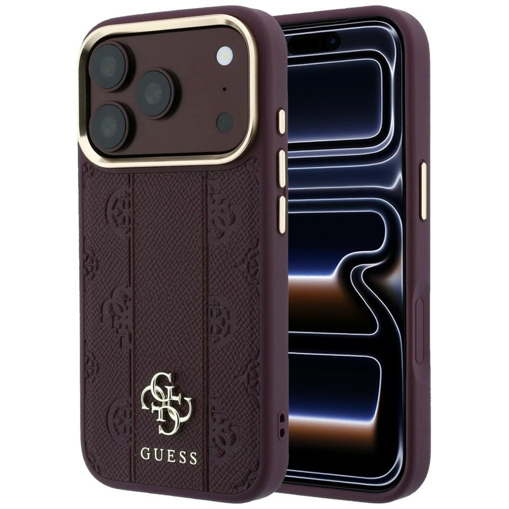 Custodia MagSafe per Apple iPhone 18 Pro / 17 Pro, Guess, Stripe Peony 4G, Vinaccia